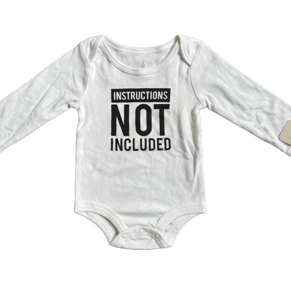 NWT LULLABY LANE WHITE LONG SLEEVE “INSTRUCTIONS NOT INCLUDED” BODYSUIT SIZE 18M - Picture 1 of 6